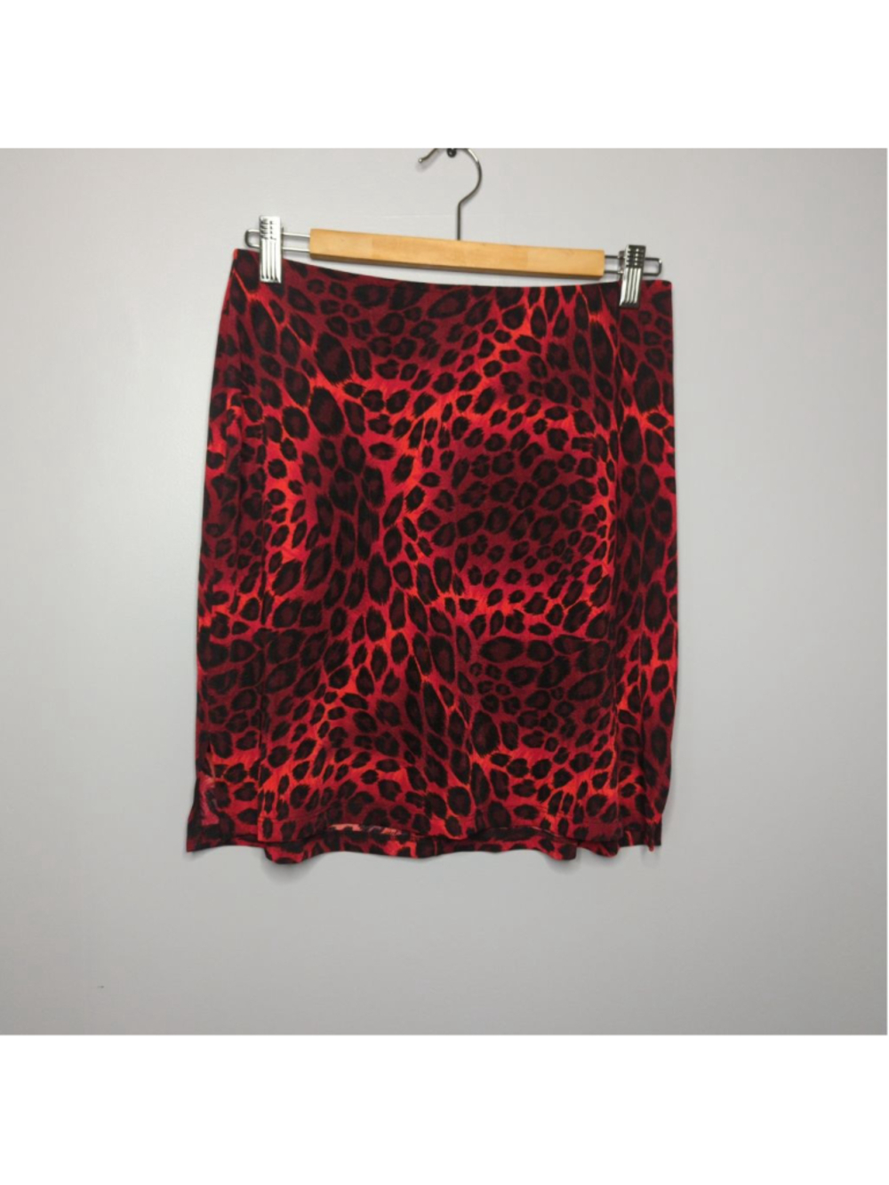 Vintage Fashion Bug Red Leopard Print Mini Skirt M Y2K 90s Mallcore